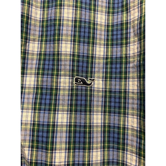 Vineyard Vines Classic Murray Shirt Mens Large Blue Green Pine Plaid 100% Cotton - Picture 3 of 4